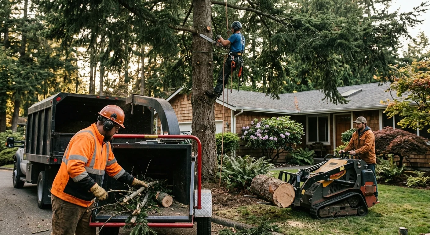 Crew planting a young tree in a Mill Creek yard during spring